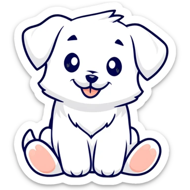 cartoon Maltese puppy giving a thumbs up, cheerful expression sticker