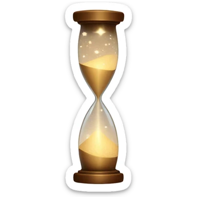 An hourglass with glowing Stardust beige sticker