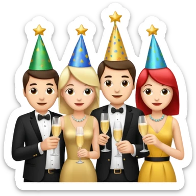 2 couples popping a bottle of champagne sticker