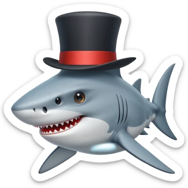 Shark with a top hat sticker