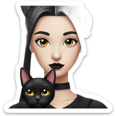 Mall goth girl with black cat sticker