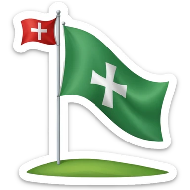 hacme un emoji de una vandera con el fondo rojo que tenca una cruz blanca y una equis por detras de la blanca de color verde sticker