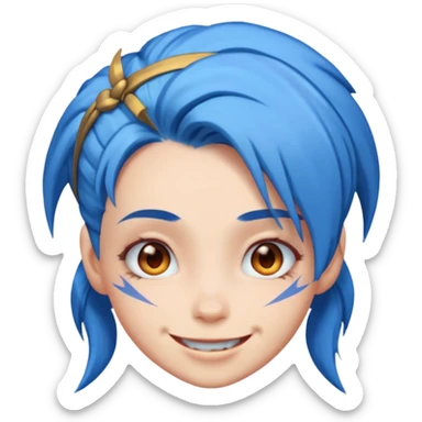 Jinx smiling at you with tricky challenging face sticker