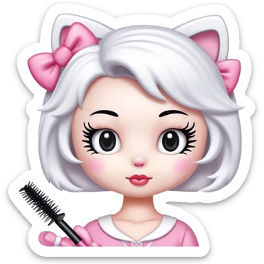  hello Kitty with an eyelash mascara spoolie sticker