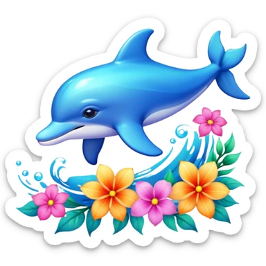 pretty dolphin with flowers sticker