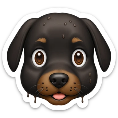 very muddy and dirty black dog face that doesnt look like pattern sticker