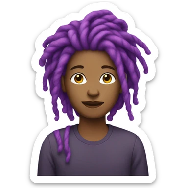 Nonbinary person with purple locs sticker