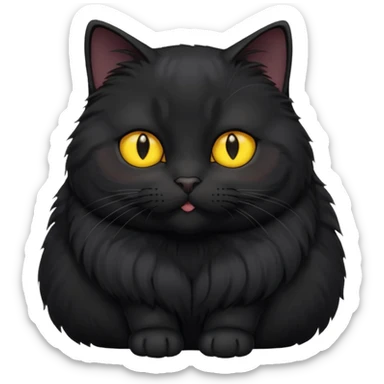 Un gato negro gordito con los ojos de color amarillos sentado sticker