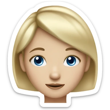 Girl with blonde short hair and bangs and pale skin and blue eyes and nose piercing  sticker