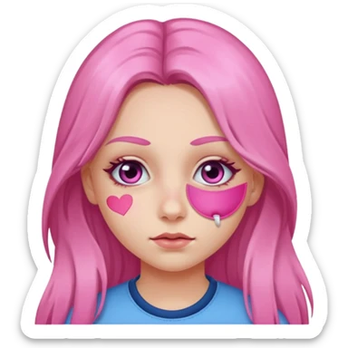 Girl with pink under eye patches sticker