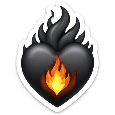Black flame heart sticker