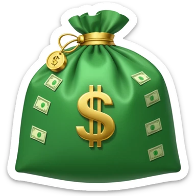 

3D emoji style, big bag of money, flying dollar bills, rich casino vibe, smooth lighting, high detail, clean edges, transparent background



 sticker