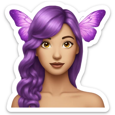 Glitter butterfly purple sticker