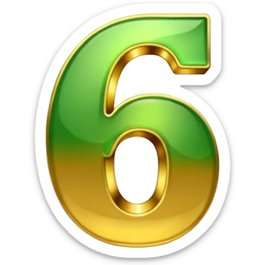 number 6 in golden and green shadows sticker