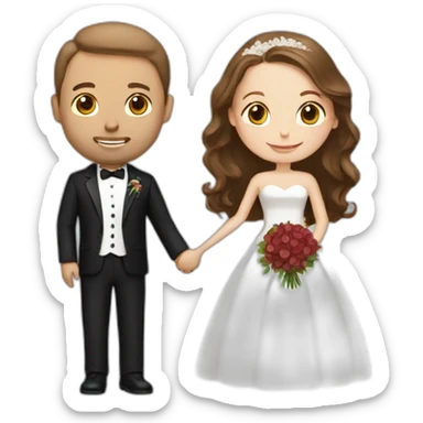 white couple people wedding brown hair sticker