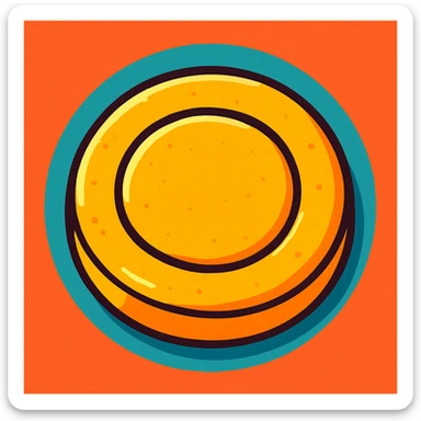 dalgona candy with circle shape, vibrant toon style, inspired by Squid Game sticker