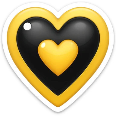 Fusiona un corazón de iPhone de color amarilla con color negro otro como el tercero pero sin el rabo de arriba sticker
