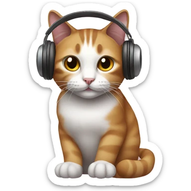 Cat with headphones  sticker