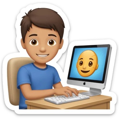 Boy playing on scratch website computer sticker
