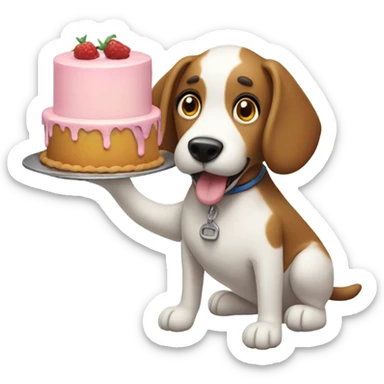 Dog baking a cake sticker