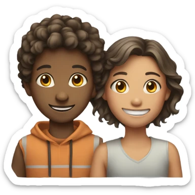 smiling girl with boys sticker