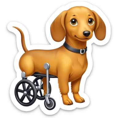 Yellow dachshund in a wheelchair  sticker