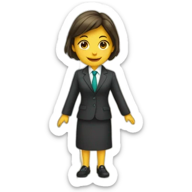 a girl in a suit invites you to enter the door sticker