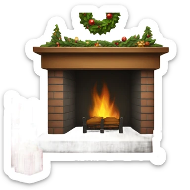 christmas fireplace sticker