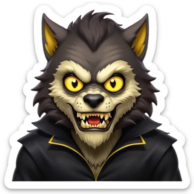 The Werewolf from Universal Monsters with dark brown fur, black silk outfit sticker