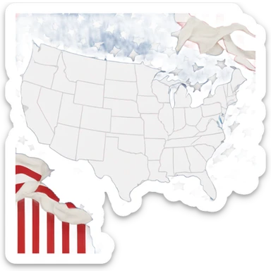 Map of the Usa. The map in the colours of the USA sticker