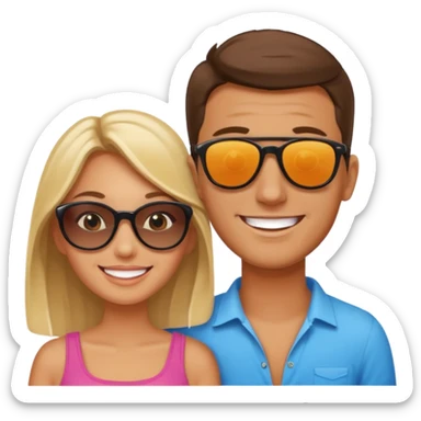 crea una pareja de jovenes disfrutando de un hotel sticker