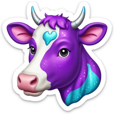 glitter purple and cian vaca sticker