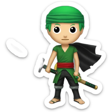 Zoro dans one pièce avec ses trois katana sticker