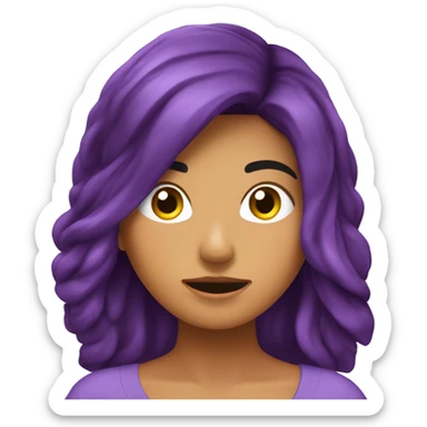 Chica cabello castaño durmiendo con una sábana morada  sticker