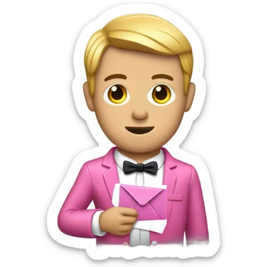 james bond in pink clothes with a an email icon in hand instead of the gun sticker