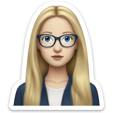 anna delvey blonde, blue eyes wearing glasses  sticker