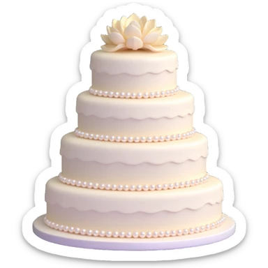 three-tier wedding cake with pearl embellishments sticker