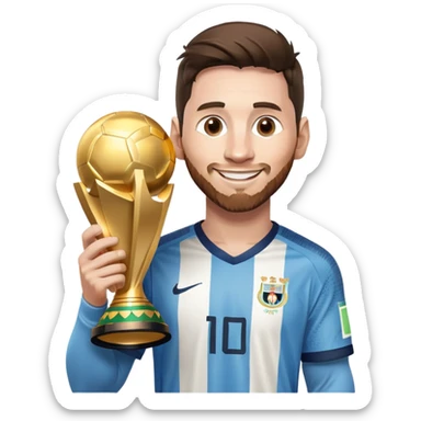 Messi holding world cup trophy sticker