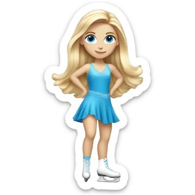 Blonde girl, long hair with blue eyes figure skating in dress sticker