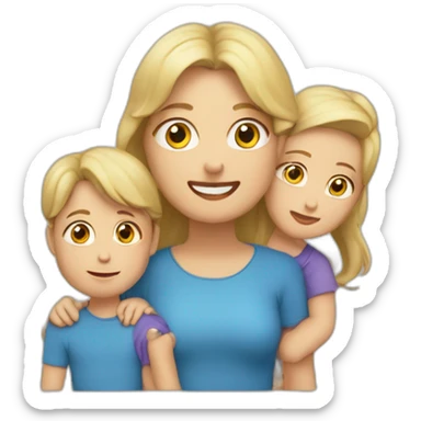 Familia calvo, rubia, dos niños sticker