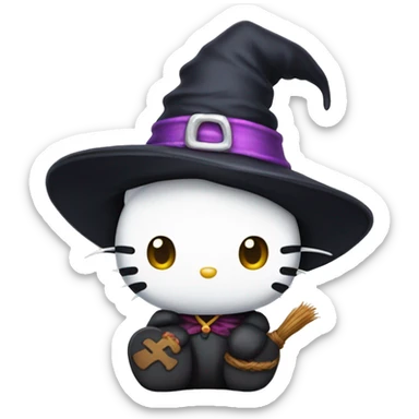 Hello kitty with witch hat sticker