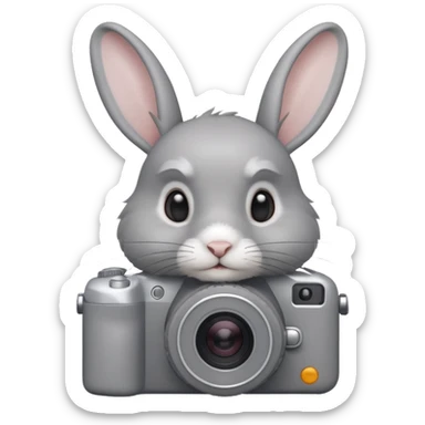 gray rabbit white camera sticker