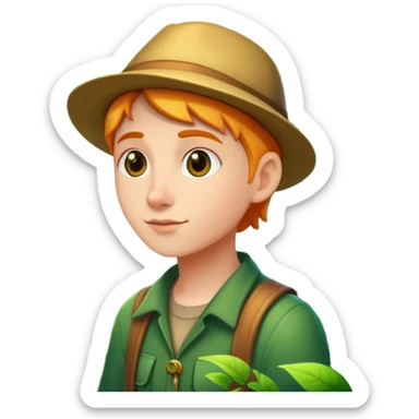 person exploring an enchanted forest sticker