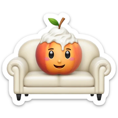 White cream drenched on a peach on a black couch sticker