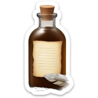 a feather quill and ink bottle sticker