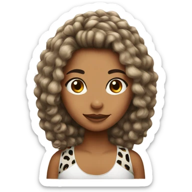 girl with leopard print hair sticker