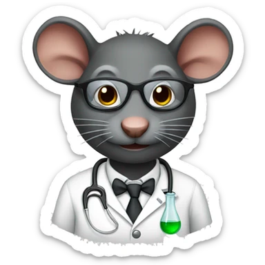 Black rat scientist sticker