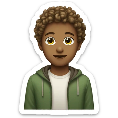 Light brown boy green eyes and brow girl with curly hair sticker