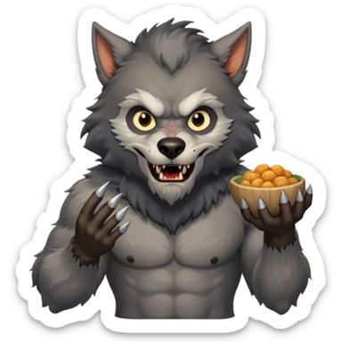 Make a werewolf looking for food sticker