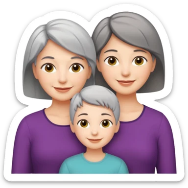 A mum with short Gray hair and her two adult daughters sticker